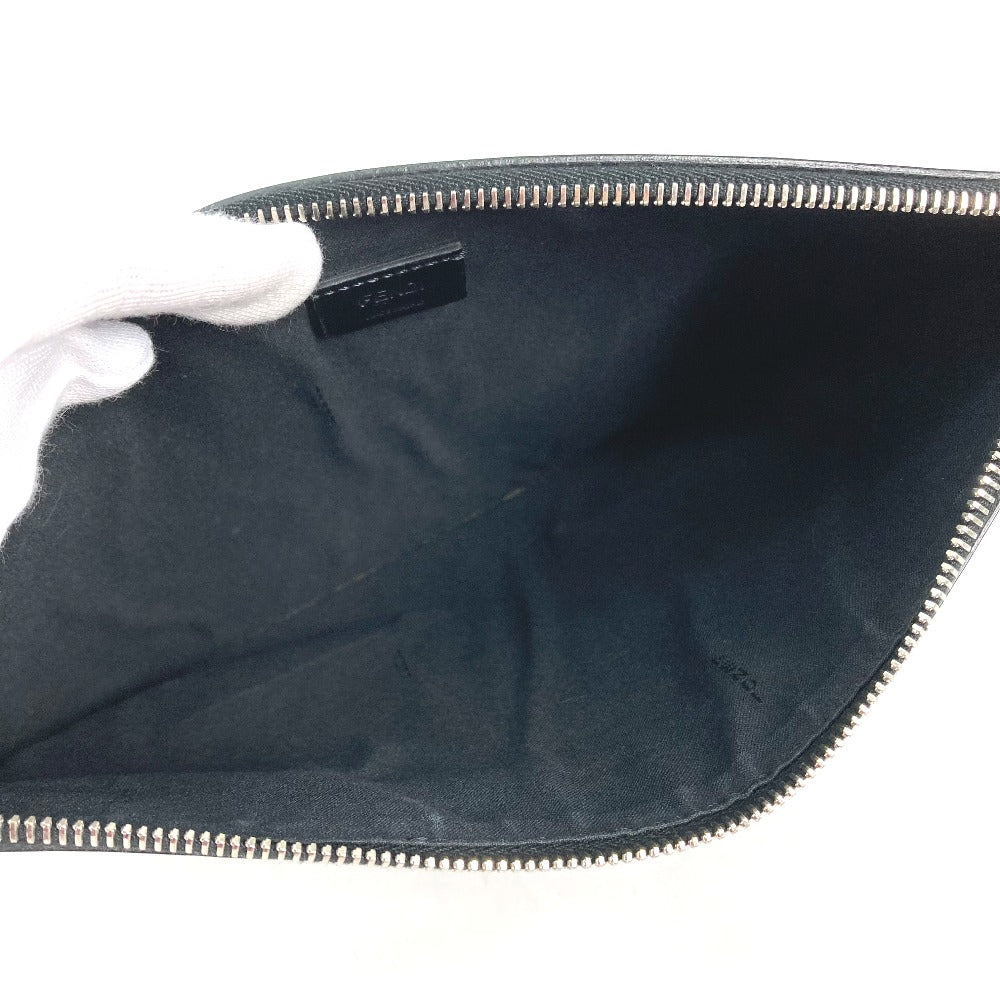 FENDI Clutch bag 7N0078 leather black Monster Bugs mens Used Authentic