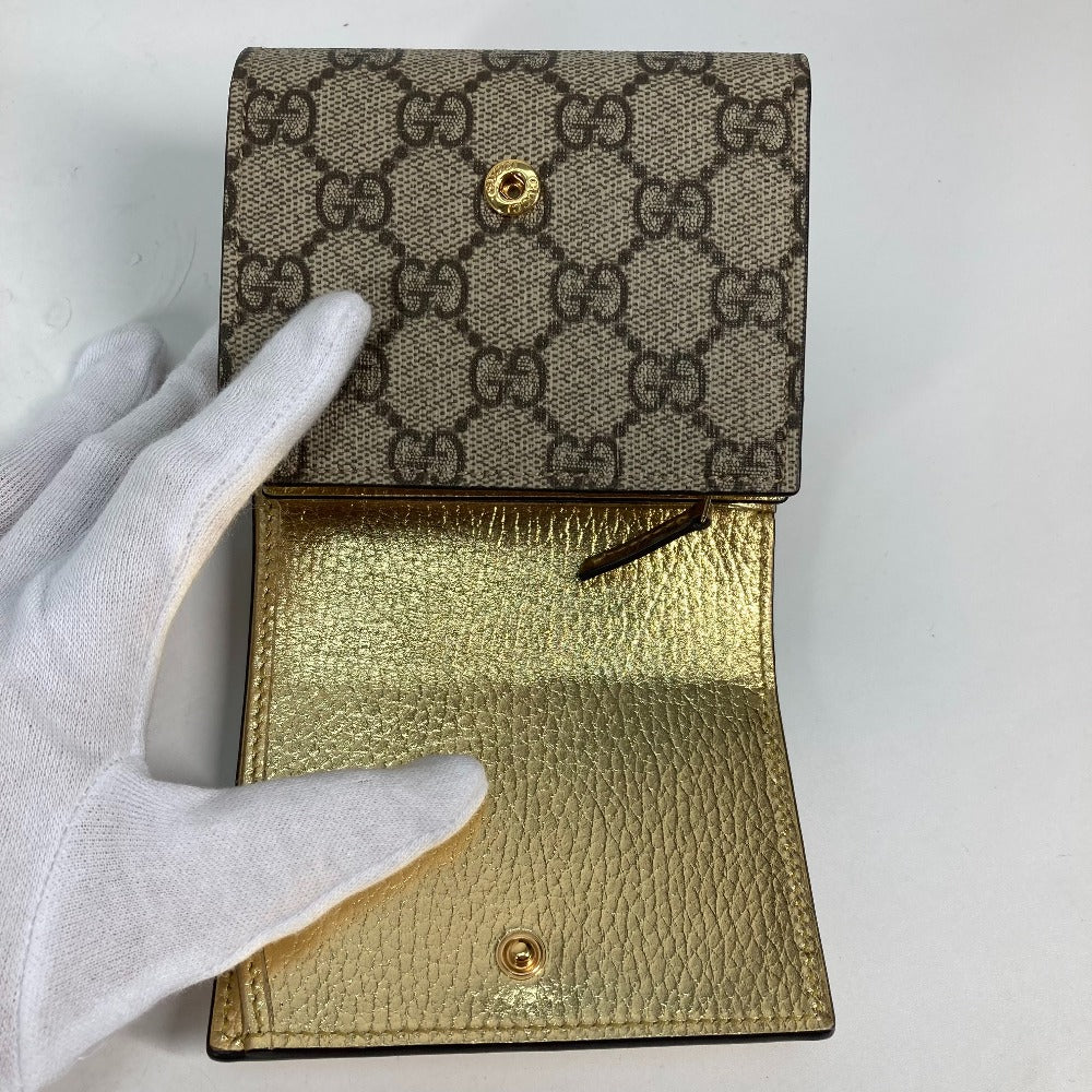 GUCCI Folded wallet 598587 leather gold Compact wallet GG Marmont Women Used Authentic