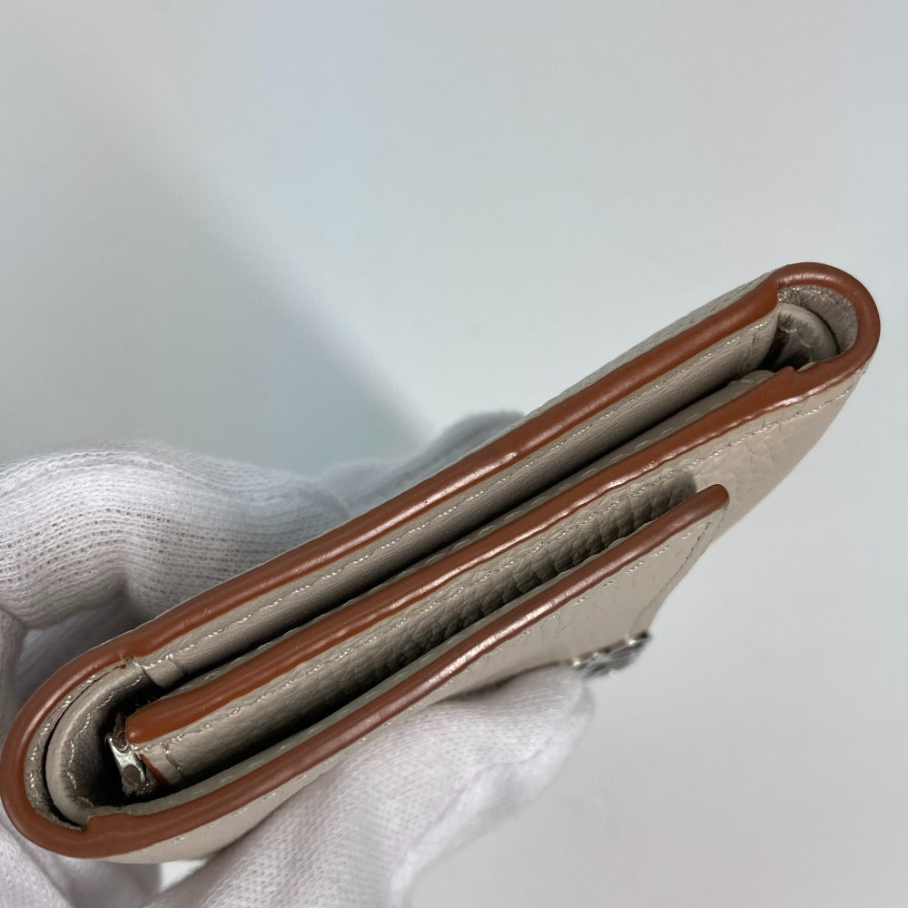 LOEWE Trifold wallet C821S33X01 leather beige Anagram Trifold Wallet Women Used Authentic