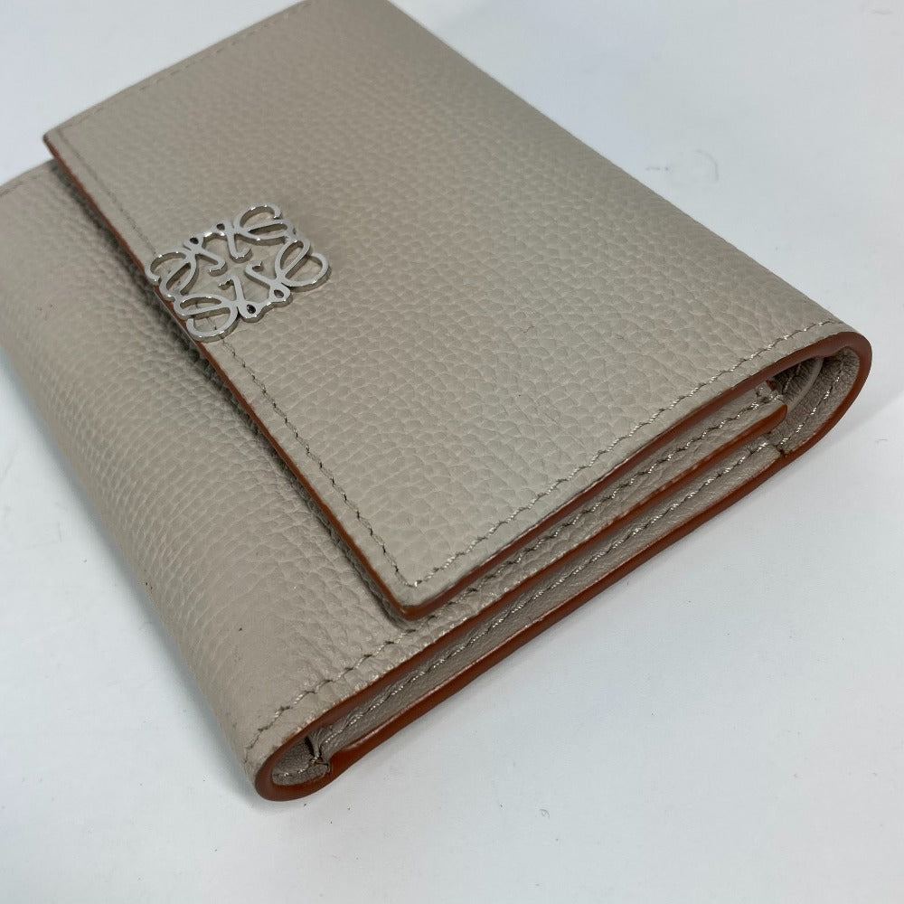 LOEWE Trifold wallet C821S33X01 leather beige Anagram Trifold Wallet Women Used Authentic