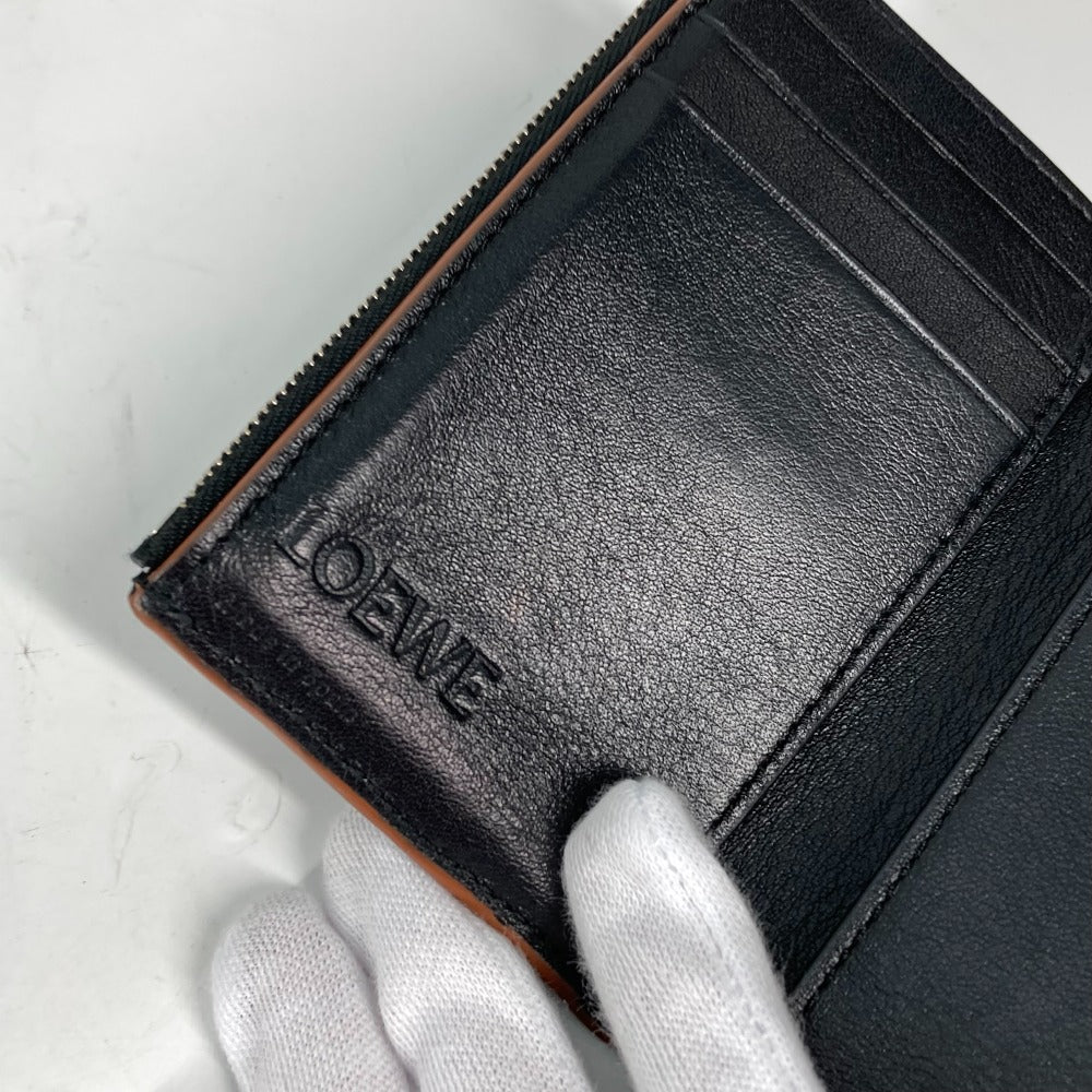 LOEWE Trifold wallet C821S33X01 leather black Compact wallet Anagram Trifold Wallet Women Used Authentic