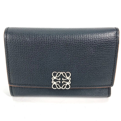 LOEWE Trifold wallet C821S33X01 leather black Compact wallet Anagram Trifold Wallet Women Used Authentic