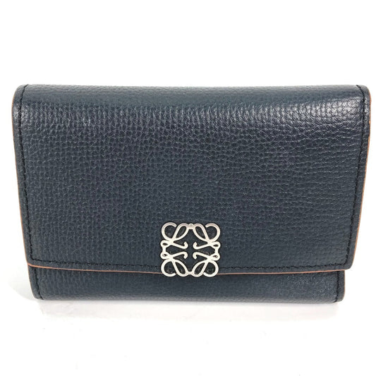 LOEWE Trifold wallet C821S33X01 leather black Compact wallet Anagram Trifold Wallet Women Used Authentic