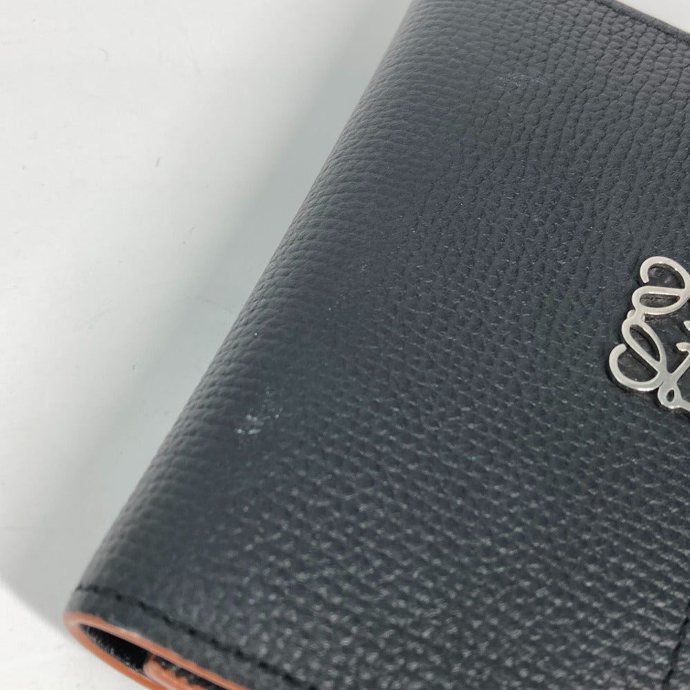 LOEWE Trifold wallet C821S33X01 leather black Compact wallet Anagram Trifold Wallet Women Used Authentic