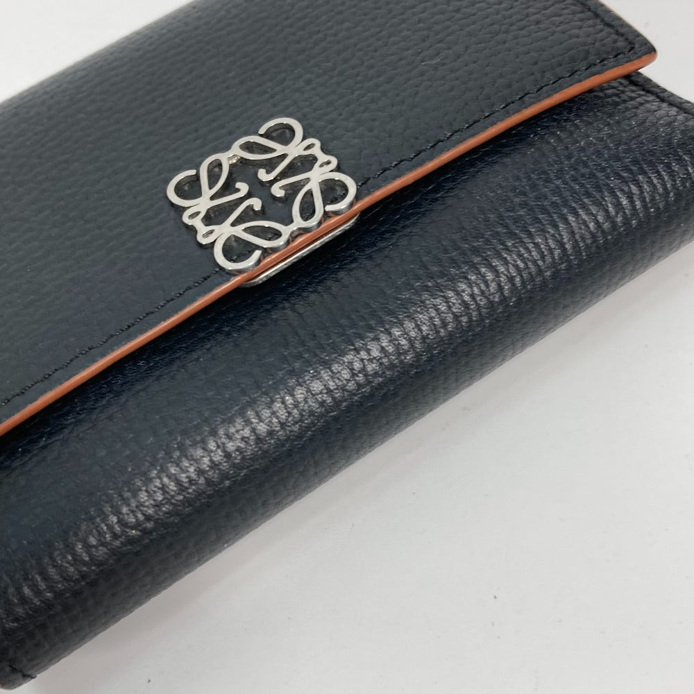 LOEWE Trifold wallet C821S33X01 leather black Compact wallet Anagram Trifold Wallet Women Used Authentic
