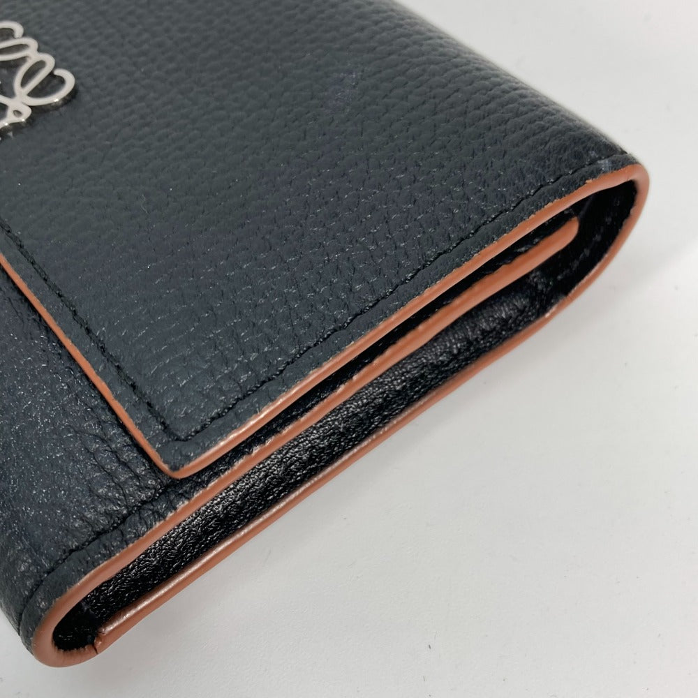 LOEWE Trifold wallet C821S33X01 leather black Compact wallet Anagram Trifold Wallet Women Used Authentic