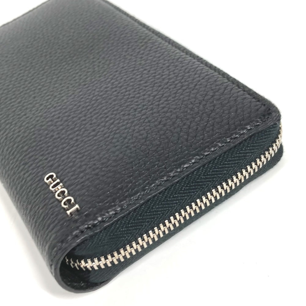 GUCCI Long Wallet Purse 771154 leather black Long wallet logo zip around wallet mens Used Authentic