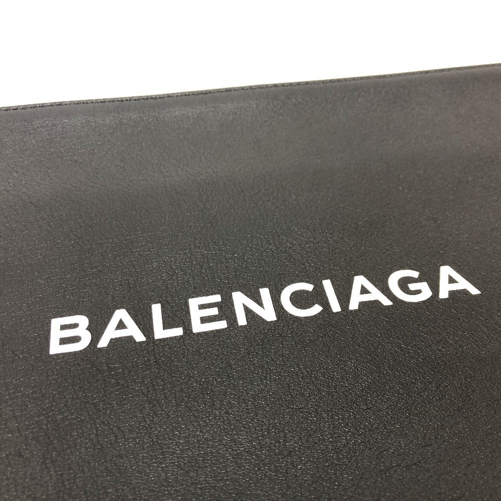 BALENCIAGA Clutch bag 492467 leather black logo shopping mens Used Authentic