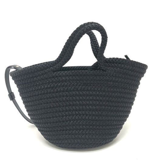 BALENCIAGA Shoulder Bag 695612 Nylon, Lambskin black Ibiza small basket bag Women Used Authentic