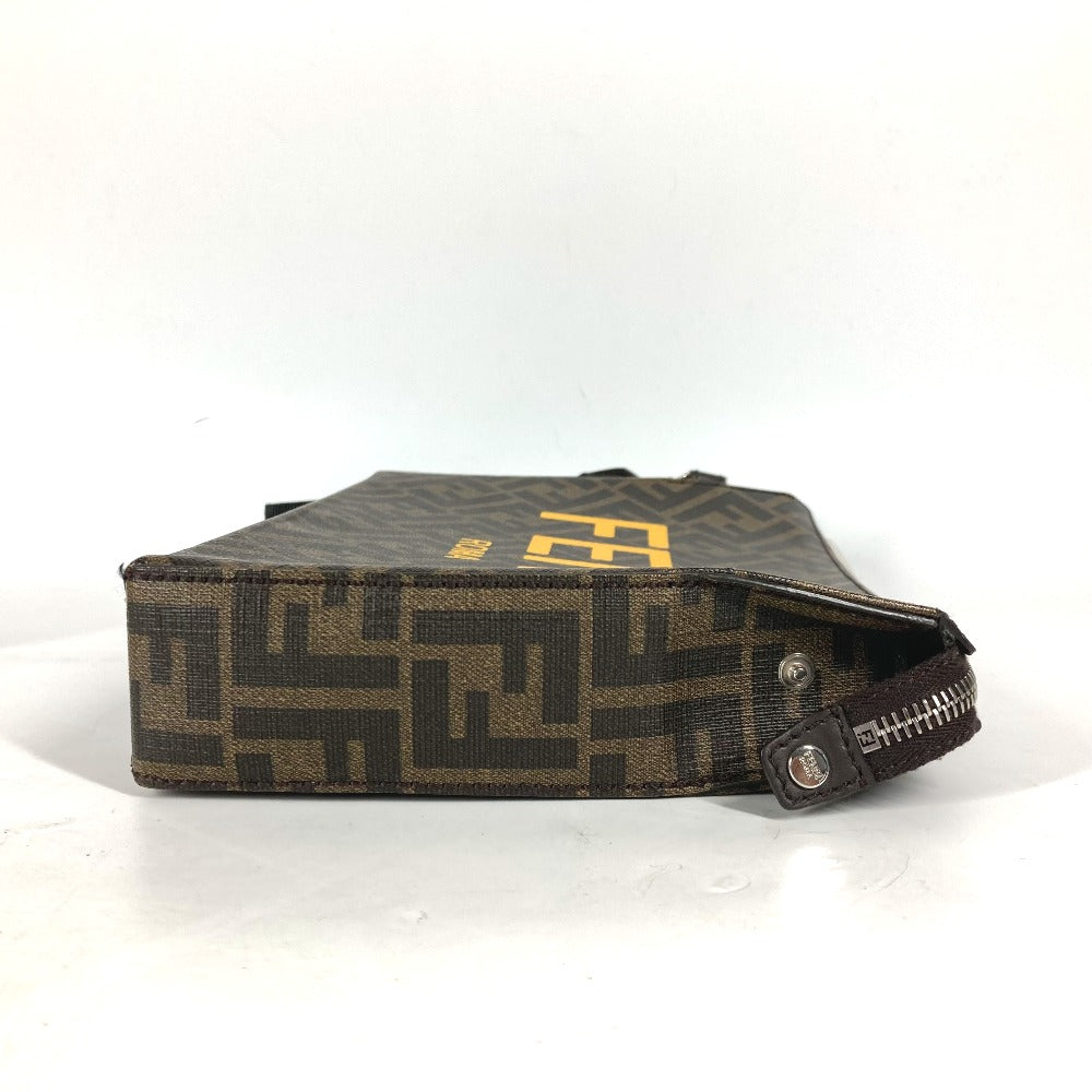 FENDI Clutch bag 7VA564 Leather / canvas Brown Zucca logo mens Used Authentic