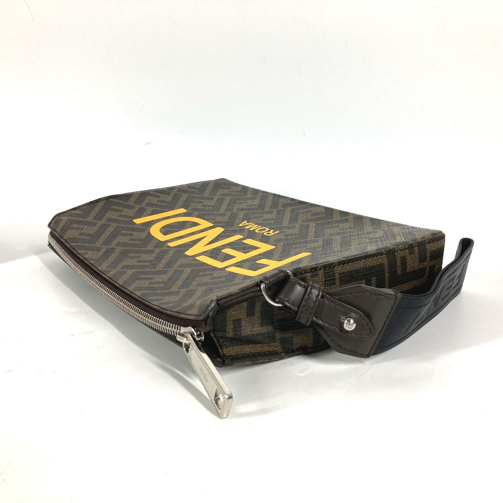 FENDI Clutch bag 7VA564 Leather / canvas Brown Zucca logo mens Used Authentic