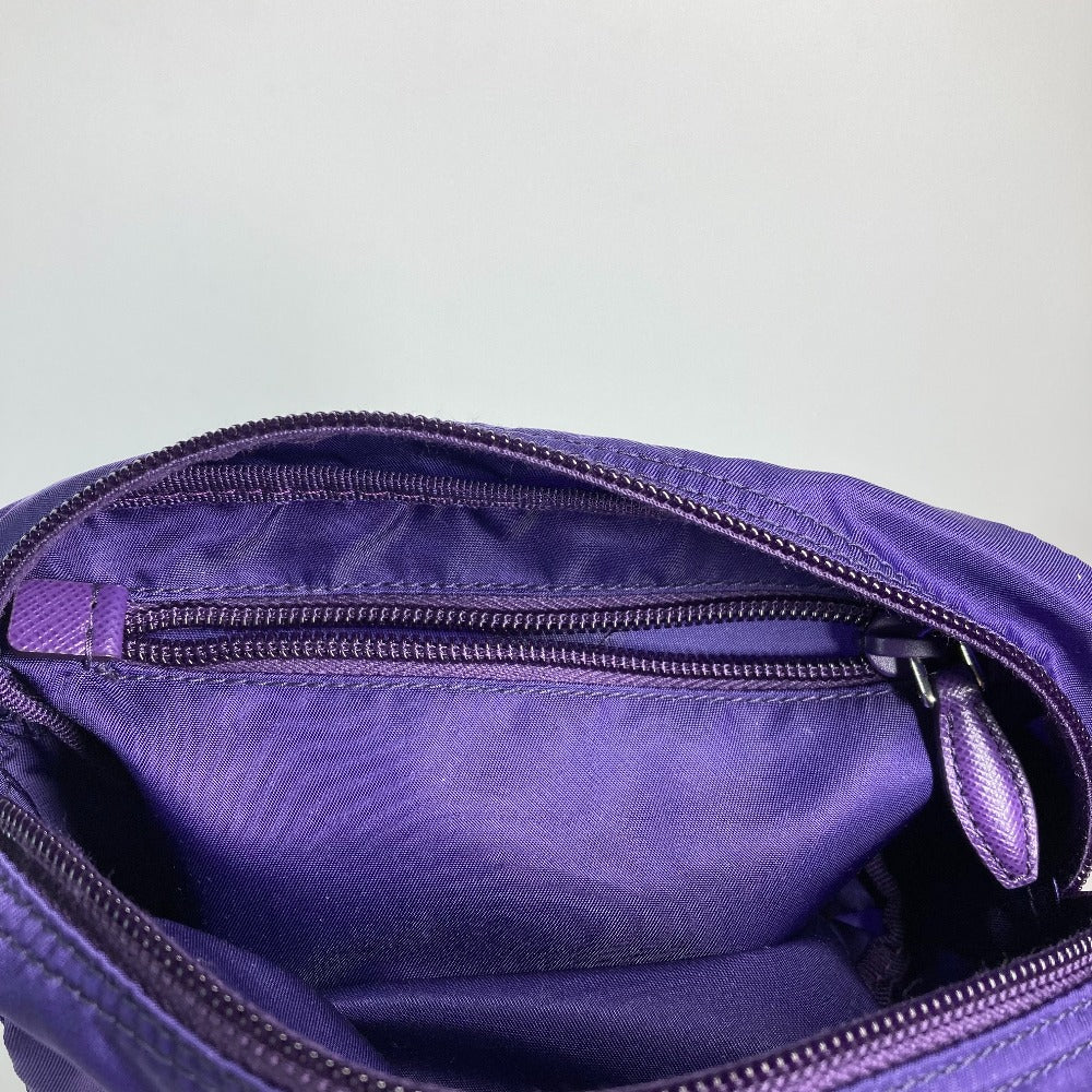PRADA Pouch 1NA350 Nylon purple Triangle logo Women Used Authentic