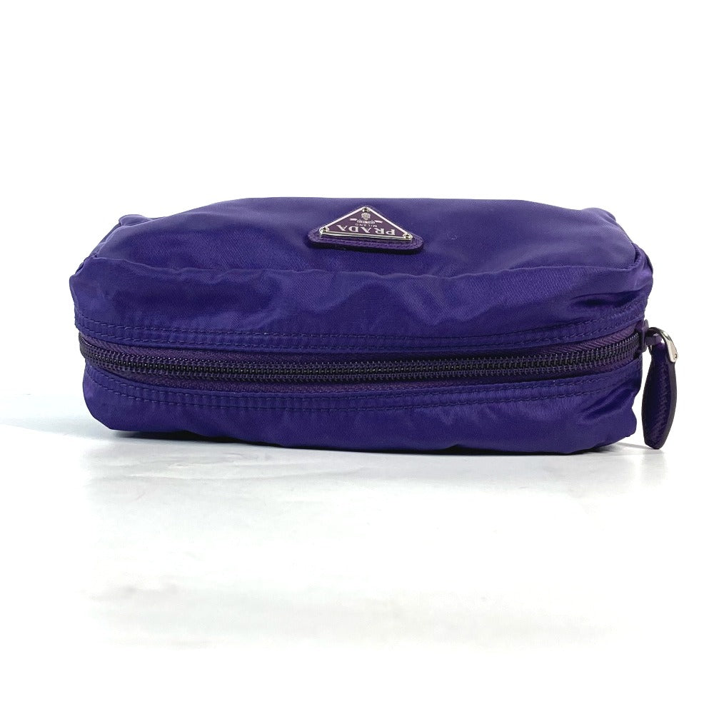 PRADA Pouch 1NA350 Nylon purple Triangle logo Women Used Authentic