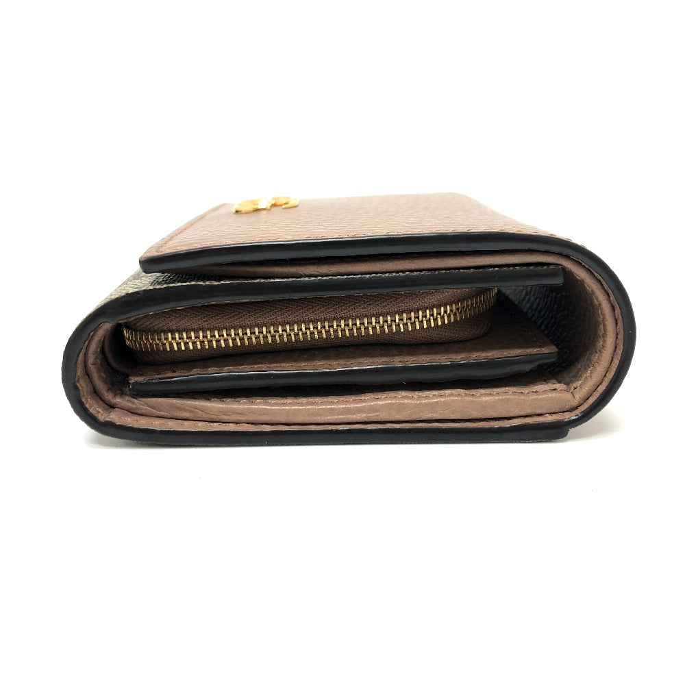 GUCCI Folded wallet 598587 GG Supreme canvas, leather beige GG Supreme Double G medium wallet Women Used Authentic