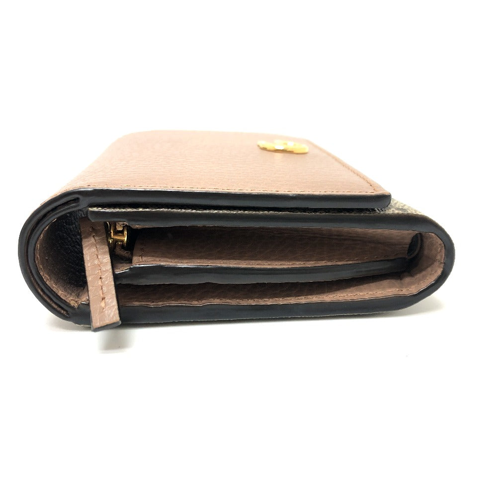 GUCCI Folded wallet 598587 GG Supreme canvas, leather beige GG Supreme Double G medium wallet Women Used Authentic