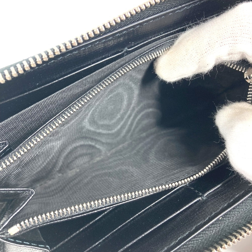 GUCCI Long Wallet Purse 673003 GG Supreme Canvas black GG Supreme Interlocking G zip-around wallet mens Used Authentic