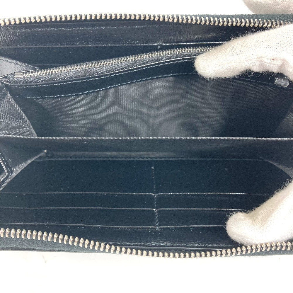 GUCCI Long Wallet Purse 673003 GG Supreme Canvas black GG Supreme Interlocking G zip-around wallet mens Used Authentic