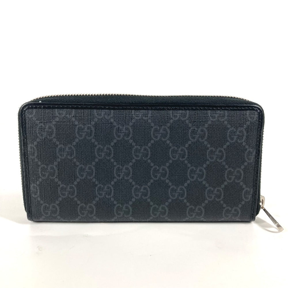 GUCCI Long Wallet Purse 673003 GG Supreme Canvas black GG Supreme Interlocking G zip-around wallet mens Used Authentic