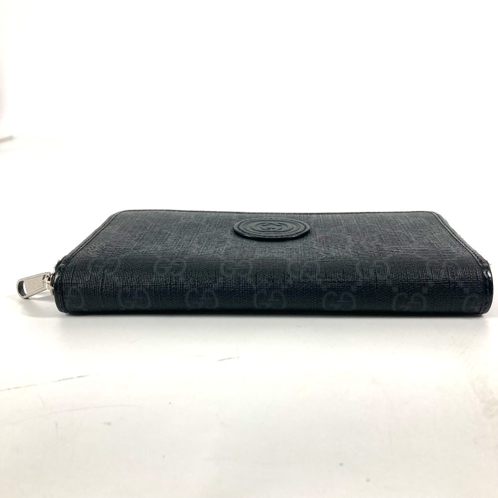 GUCCI Long Wallet Purse 673003 GG Supreme Canvas black GG Supreme Interlocking G zip-around wallet mens Used Authentic