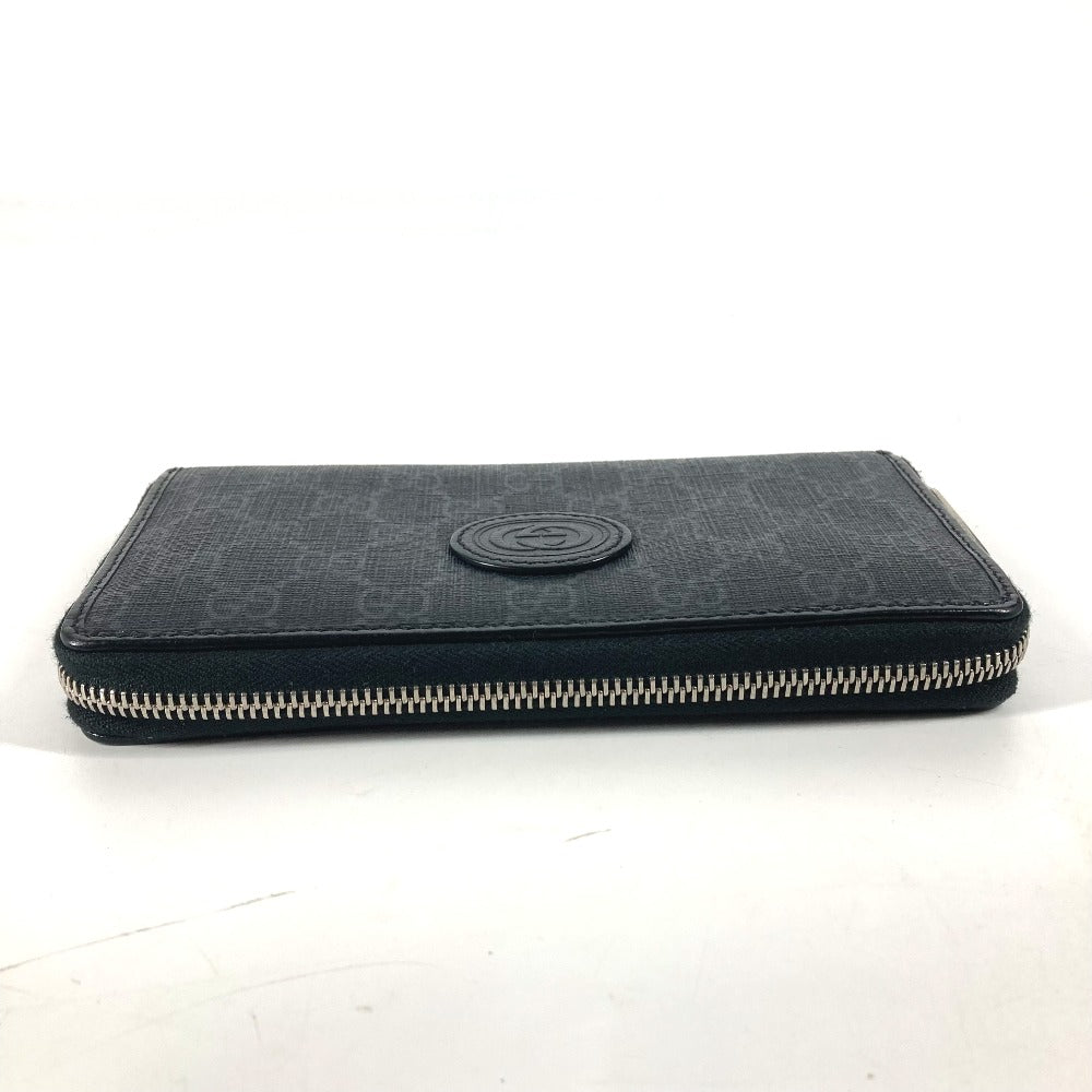 GUCCI Long Wallet Purse 673003 GG Supreme Canvas black GG Supreme Interlocking G zip-around wallet mens Used Authentic