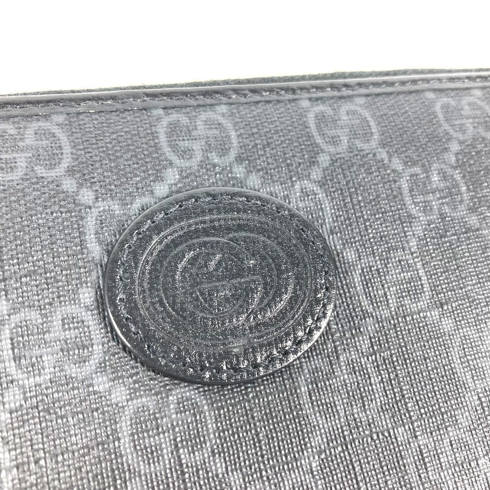 GUCCI Long Wallet Purse 673003 GG Supreme Canvas black GG Supreme Interlocking G zip-around wallet mens Used Authentic