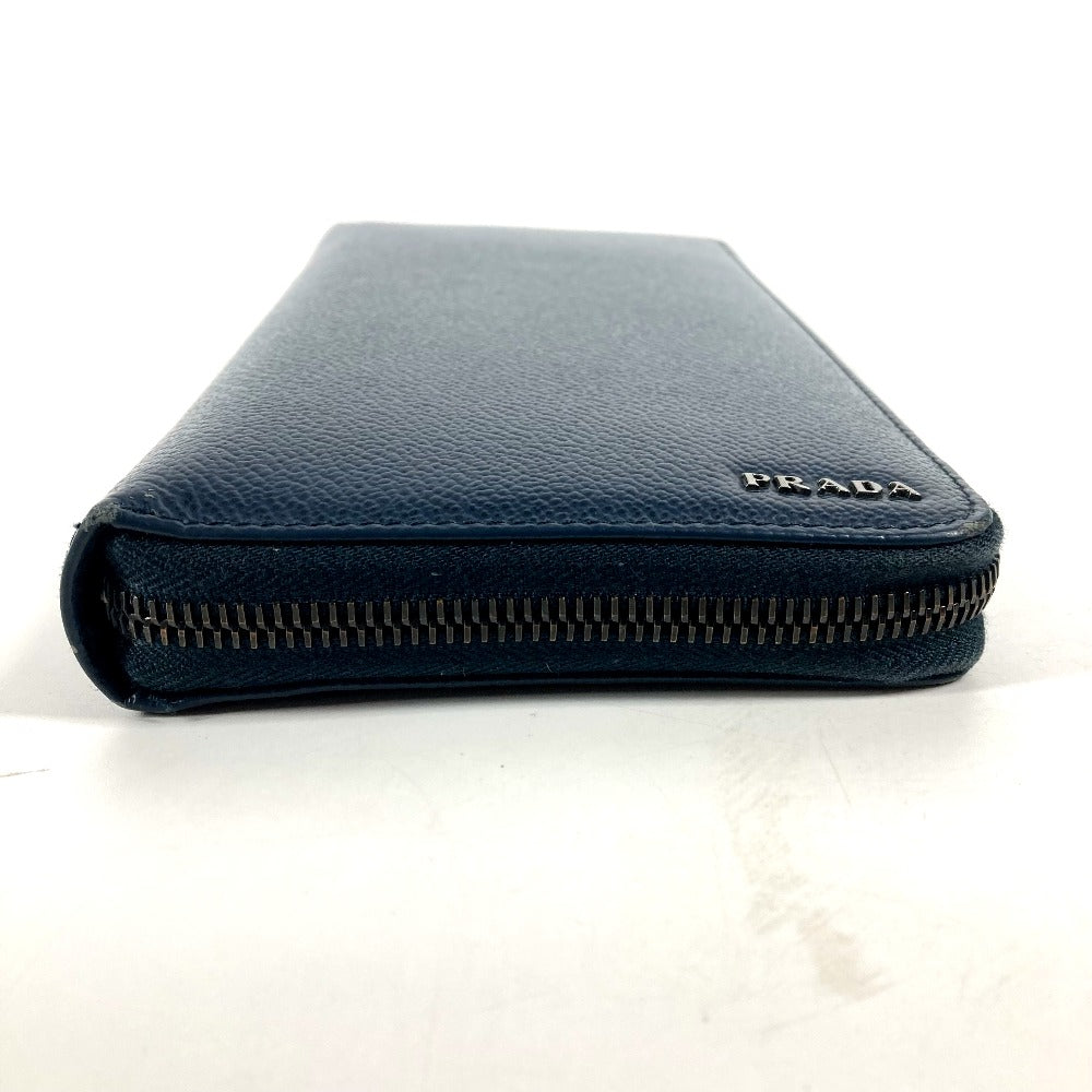 PRADA Long Wallet Purse 2ML220 saffiano leather Navy logo Travel case mens Used Authentic