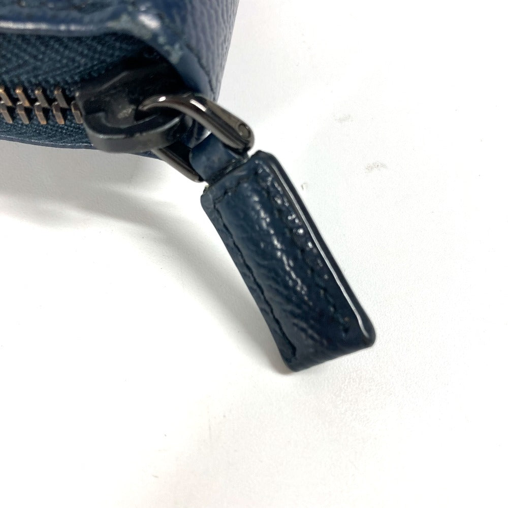 PRADA Long Wallet Purse 2ML220 saffiano leather Navy logo Travel case mens Used Authentic