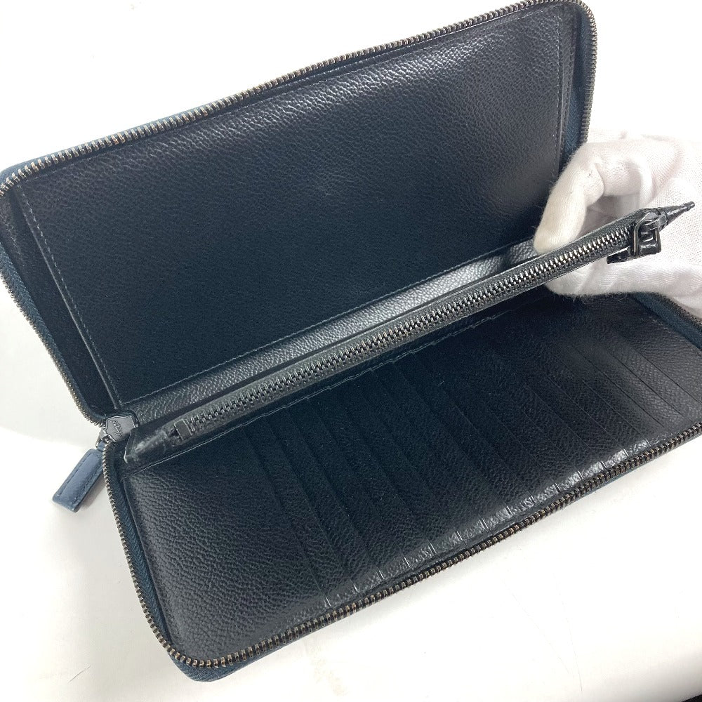 PRADA Long Wallet Purse 2ML220 saffiano leather Navy logo Travel case mens Used Authentic