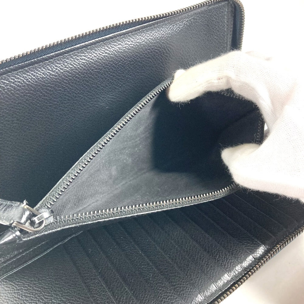 PRADA Long Wallet Purse 2ML220 saffiano leather Navy logo Travel case mens Used Authentic