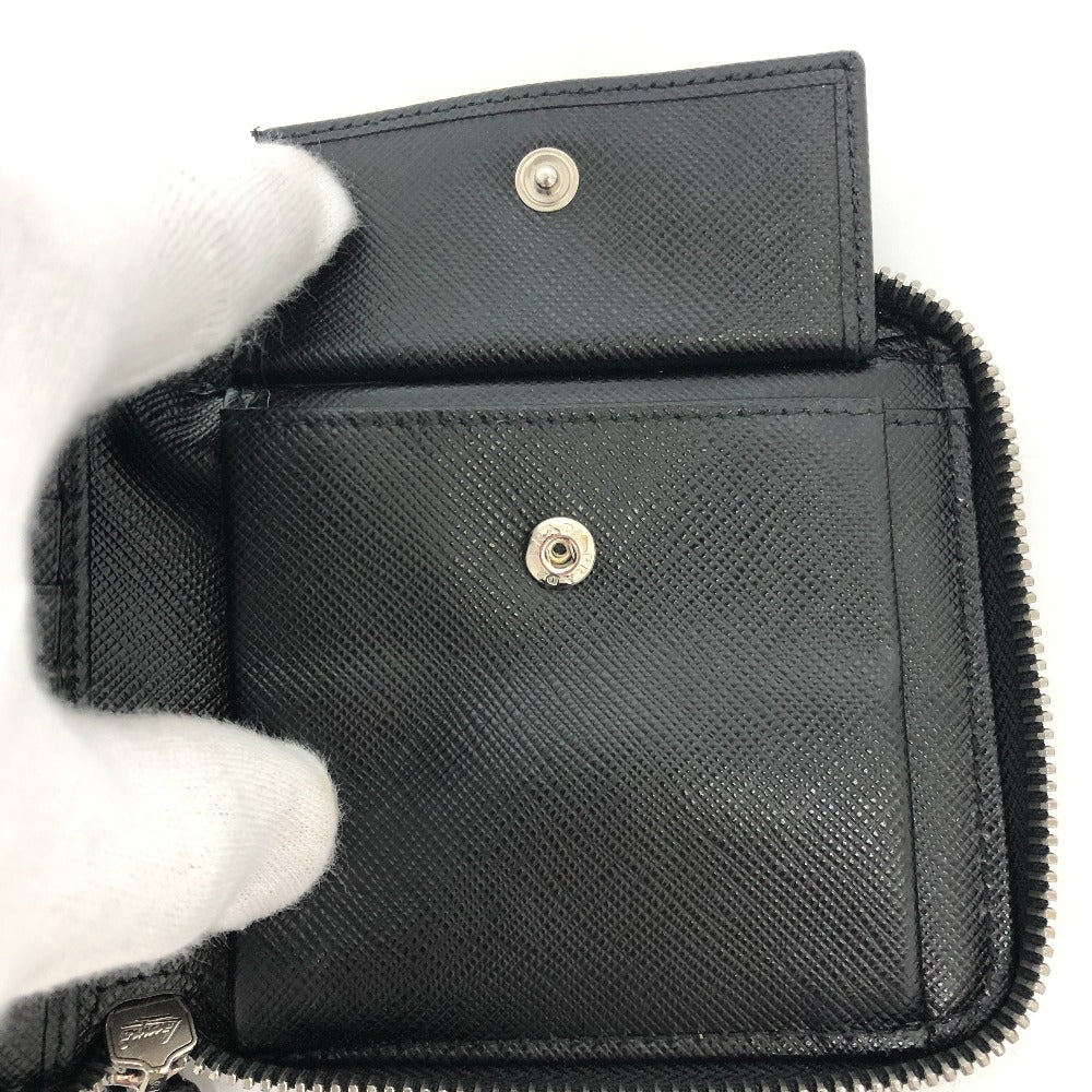 PRADA Folded wallet 2ML221 saffiano leather Black x pink Studs with strap and key ring Frankenheart Women Secondhand Authentic