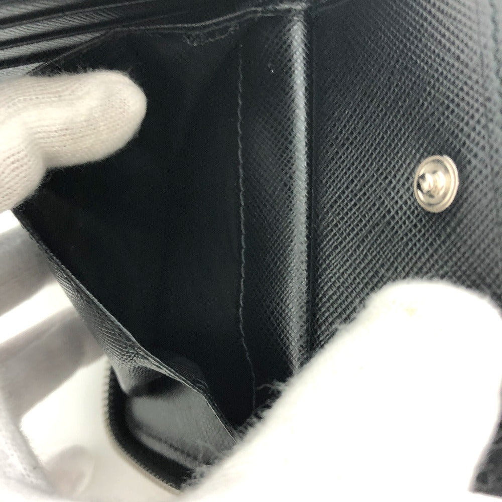 PRADA Folded wallet 2ML221 saffiano leather Black x pink Studs with strap and key ring Frankenheart Women Secondhand Authentic