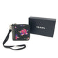 PRADA Folded wallet 2ML221 saffiano leather Black x pink Studs with strap and key ring Frankenheart Women Secondhand Authentic