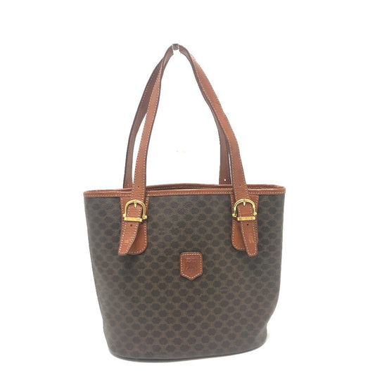CELINE Tote Bag PVC / Leather Brown vintage Macadam Bucket Type