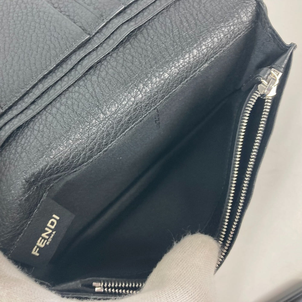 FENDI Long Wallet Purse 7M0186 leather black stitch Celeria unisex(Unisex) Used Authentic