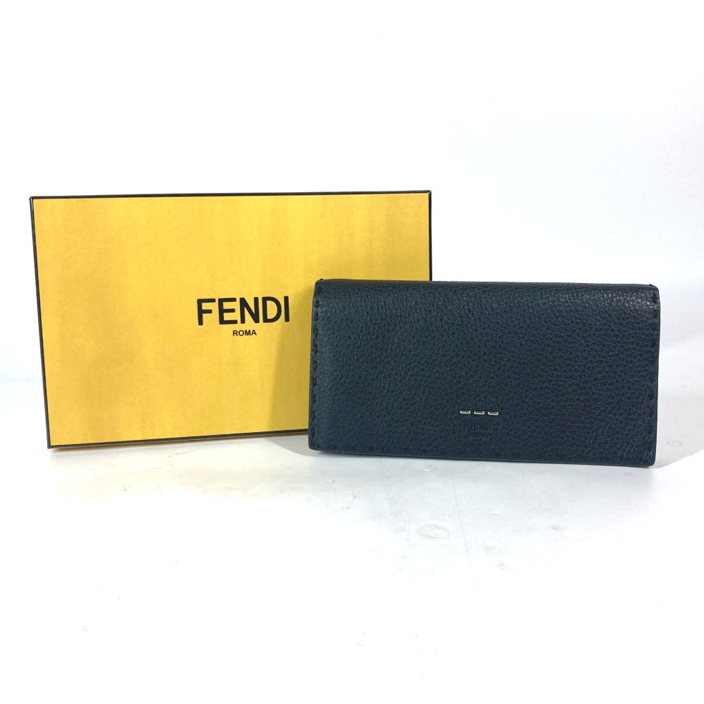 FENDI Long Wallet Purse 7M0186 leather black stitch Celeria unisex(Unisex) Used Authentic