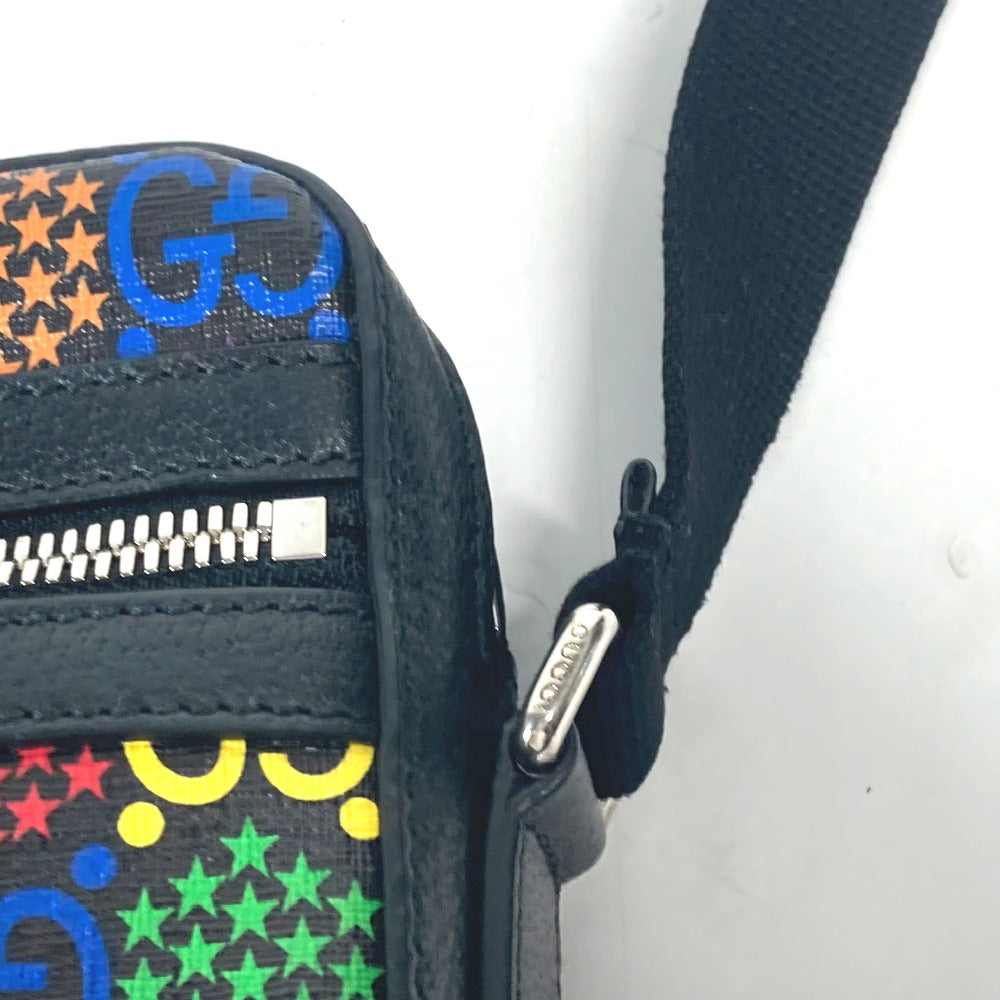 GUCCI Shoulder Bag 598103 leather Black x multicolor GG psychedelic Crossbody unisex(Unisex) Used Authentic