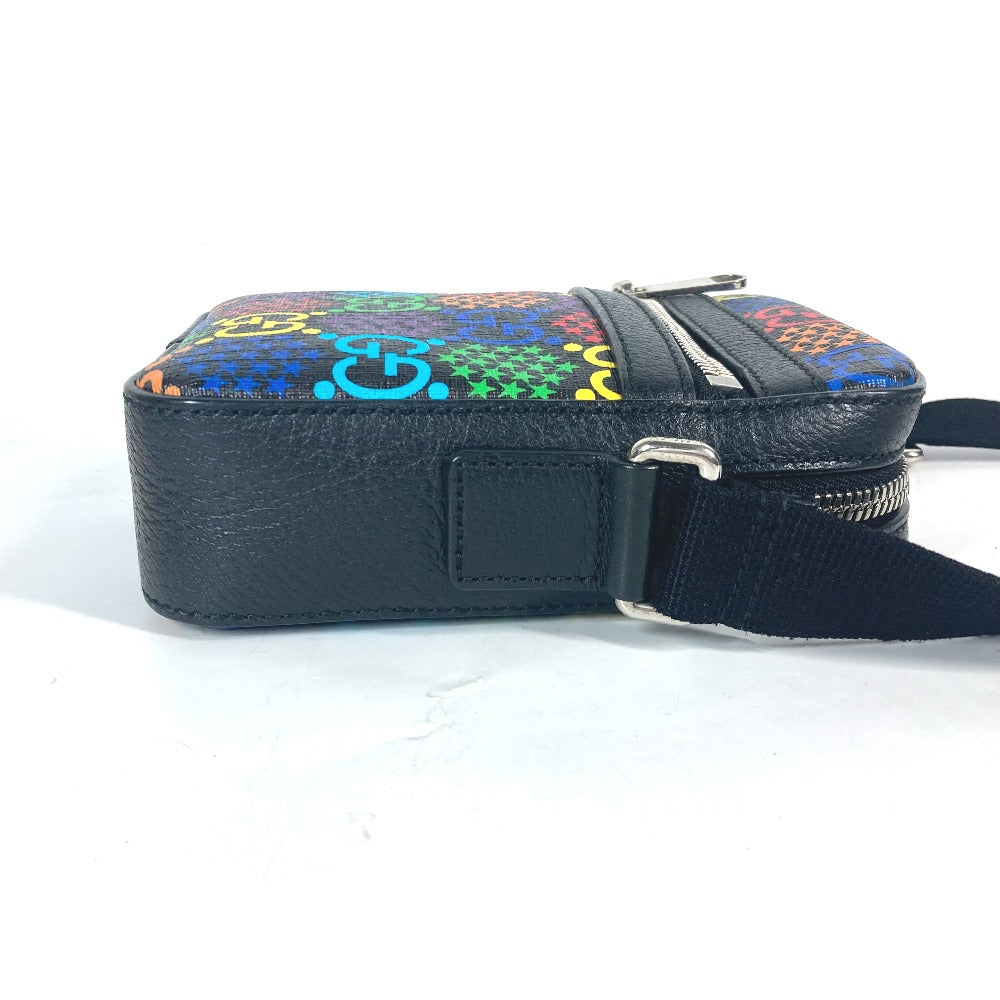 GUCCI Shoulder Bag 598103 leather Black x multicolor GG psychedelic Crossbody unisex(Unisex) Used Authentic