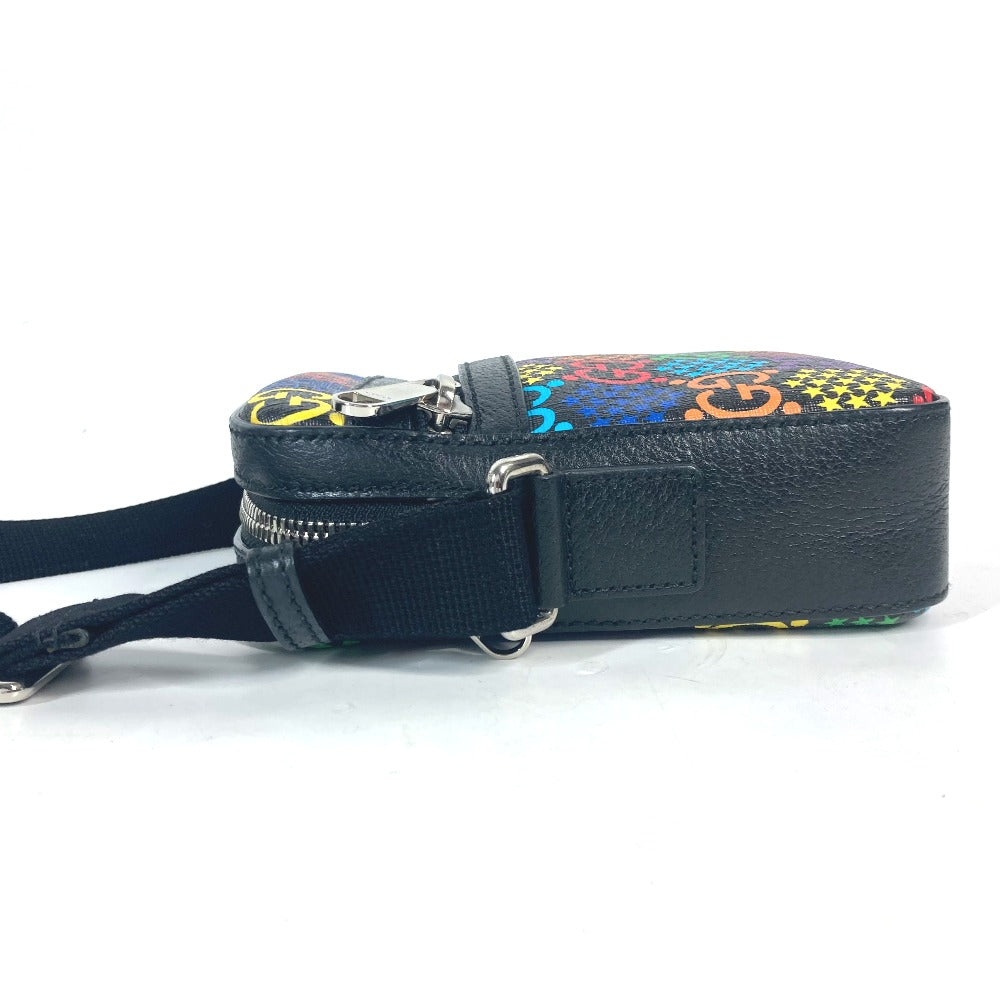 GUCCI Shoulder Bag 598103 leather Black x multicolor GG psychedelic Crossbody unisex(Unisex) Used Authentic