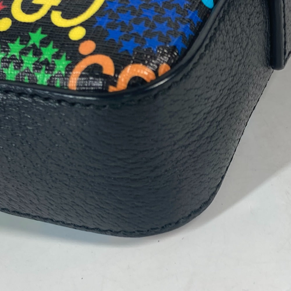 GUCCI Shoulder Bag 598103 leather Black x multicolor GG psychedelic Crossbody unisex(Unisex) Used Authentic