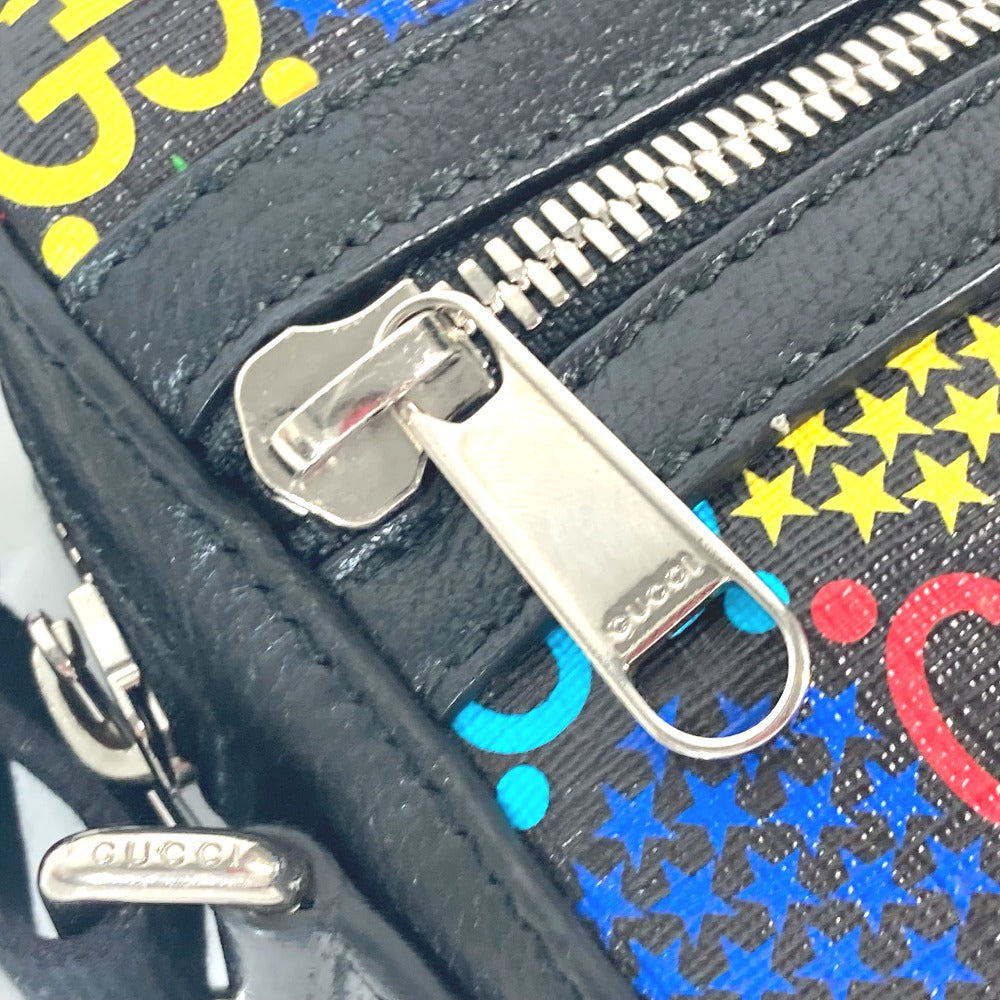 GUCCI Shoulder Bag 598103 leather Black x multicolor GG psychedelic Crossbody unisex(Unisex) Used Authentic