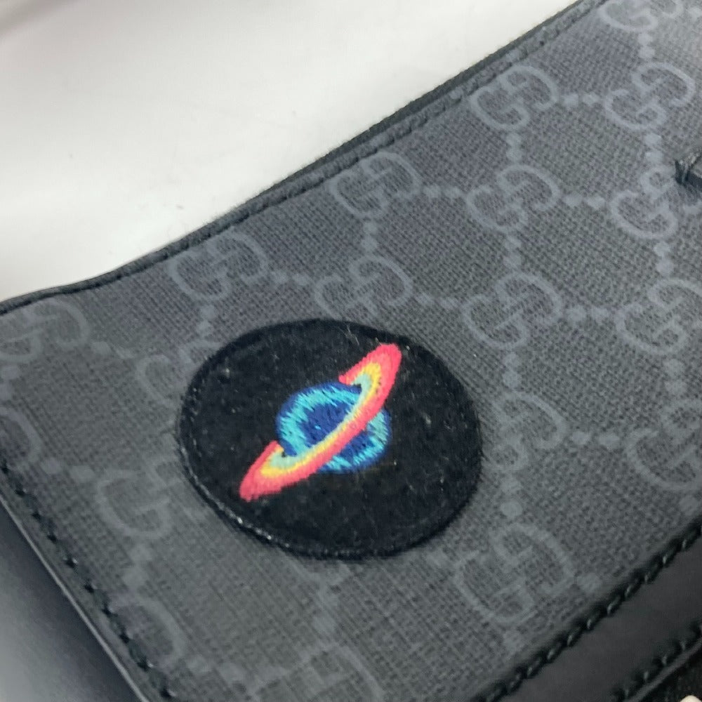 GUCCI Shoulder Bag 474137 GG Supreme Canvas Black x multicolor GG Tiger patch Courier mens Used Authentic