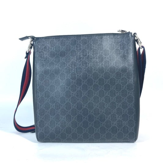 GUCCI Shoulder Bag 474137 GG Supreme Canvas Black x multicolor GG Tiger patch Courier mens Used Authentic