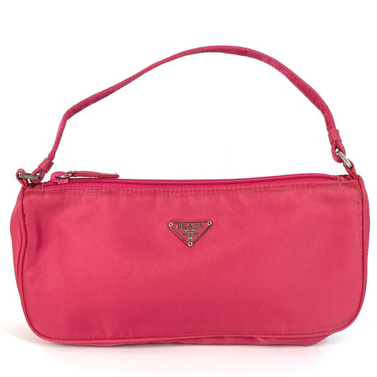 PRADA Shoulder Bag MV633 Nylon pink Triangle logo plate Women Used Authentic
