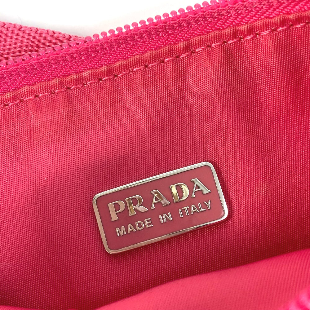 PRADA Shoulder Bag MV633 Nylon pink Triangle logo plate Women Used Authentic