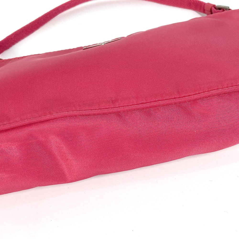 PRADA Shoulder Bag MV633 Nylon pink Triangle logo plate Women Used Authentic