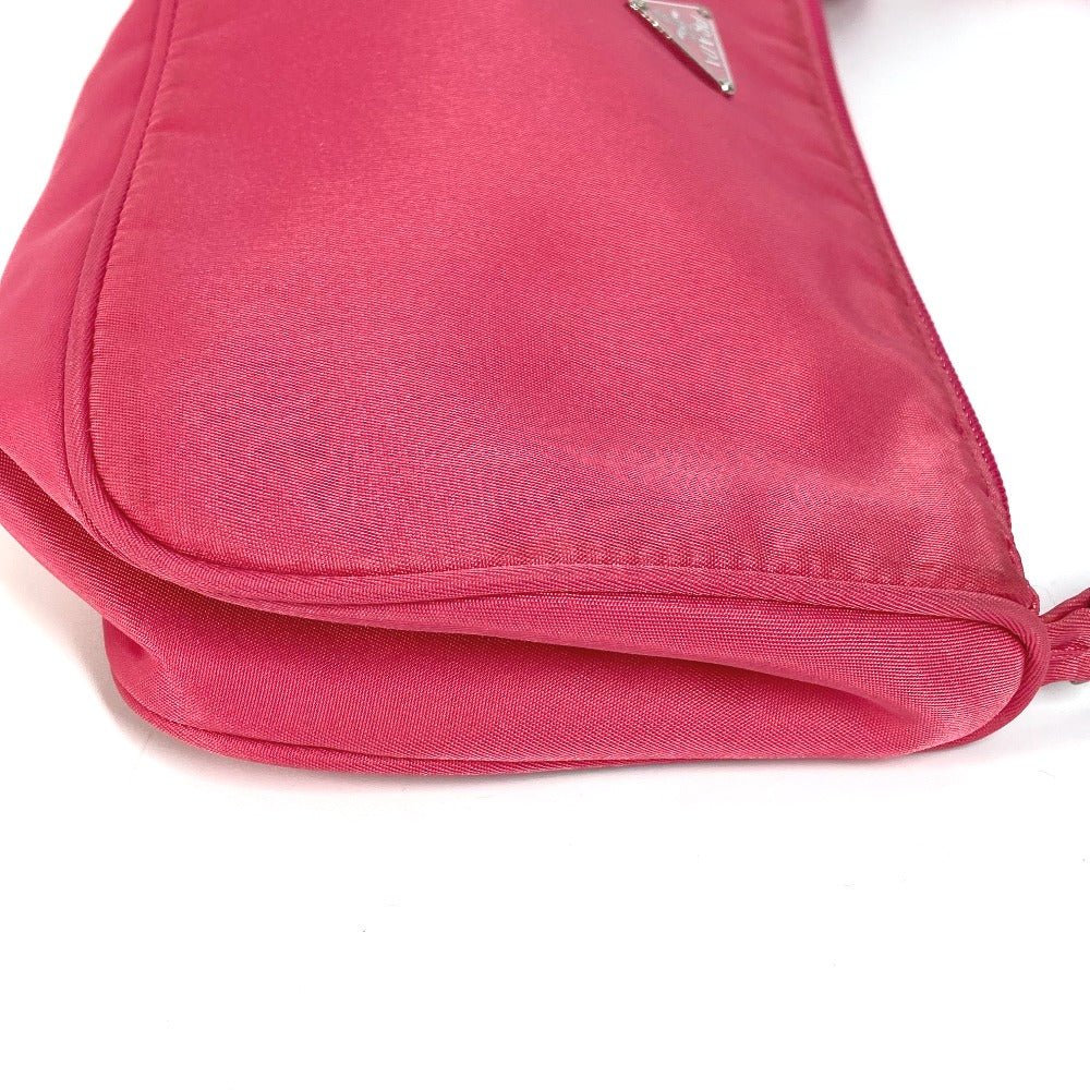 PRADA Shoulder Bag MV633 Nylon pink Triangle logo plate Women Used Authentic
