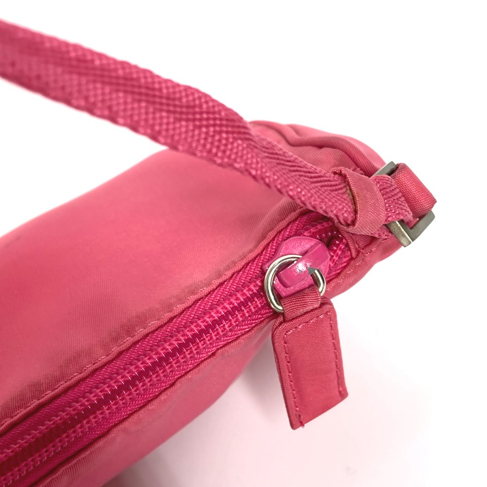 PRADA Shoulder Bag MV633 Nylon pink Triangle logo plate Women Used Authentic