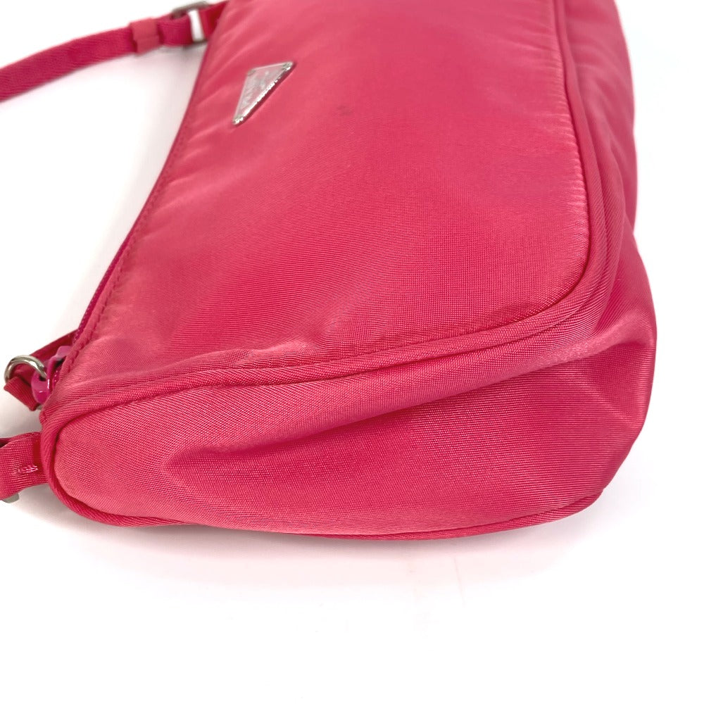 PRADA Shoulder Bag MV633 Nylon pink Triangle logo plate Women Used Authentic