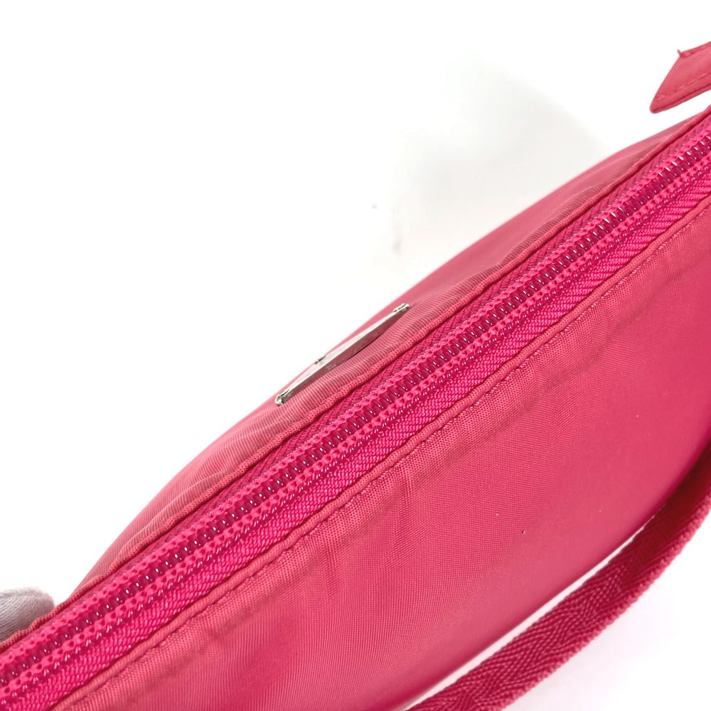 PRADA Shoulder Bag MV633 Nylon pink Triangle logo plate Women Used Authentic