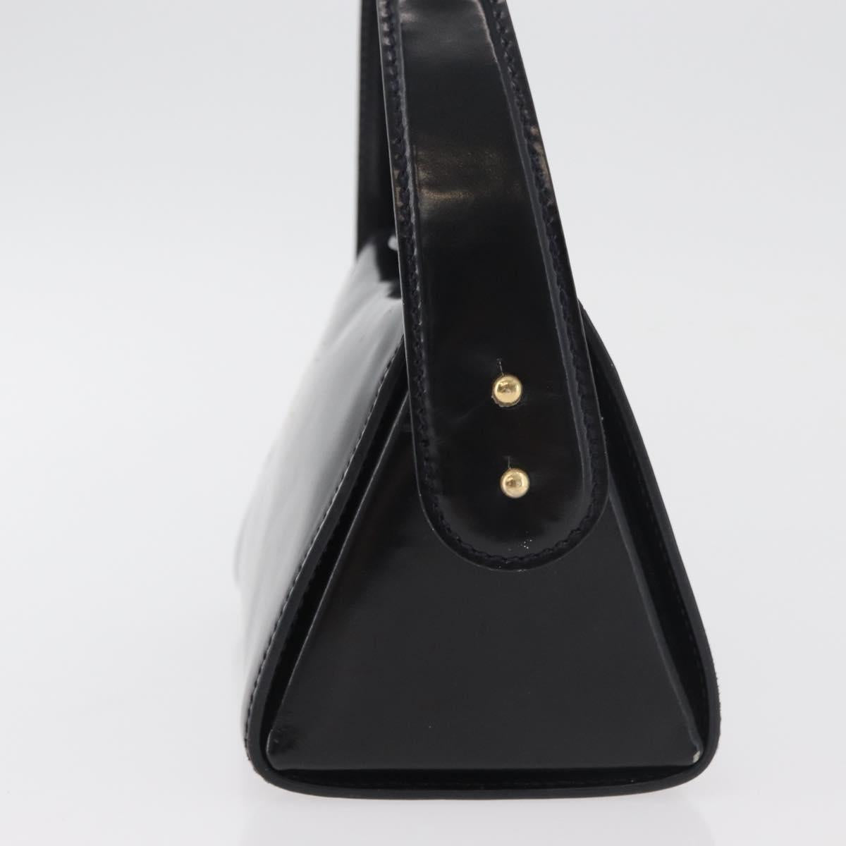 FENDI Hand Bag Leather Black Gold